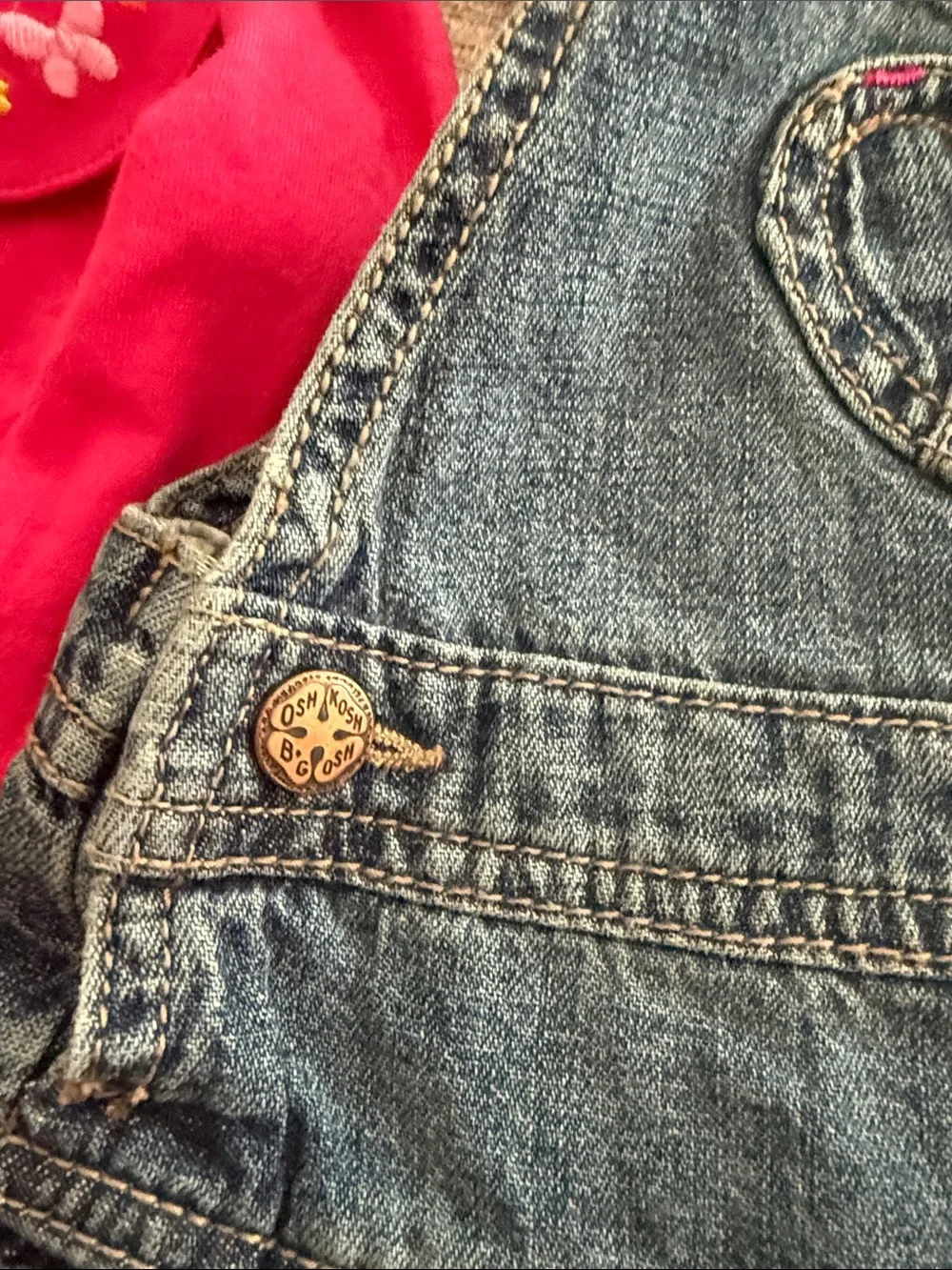 Oshkosh girls two piece cotton long sleeve button @overalls so cute size 9M